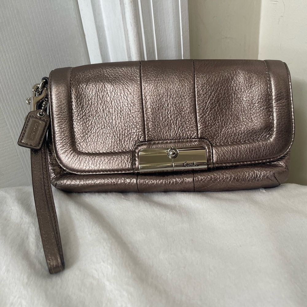 Coach Metallic Leather Clutch like new